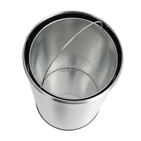 Bolero Stainless Steel Open Lid Bullet Bin Silver 40 Litre - GK972