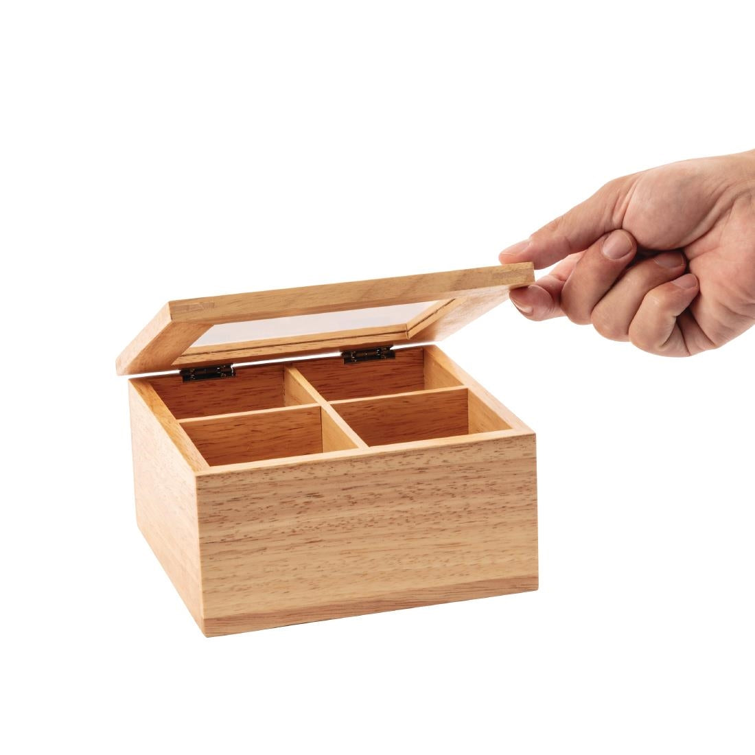 Olympia Mini Hevea Wood Tea Box with Lid - GL089