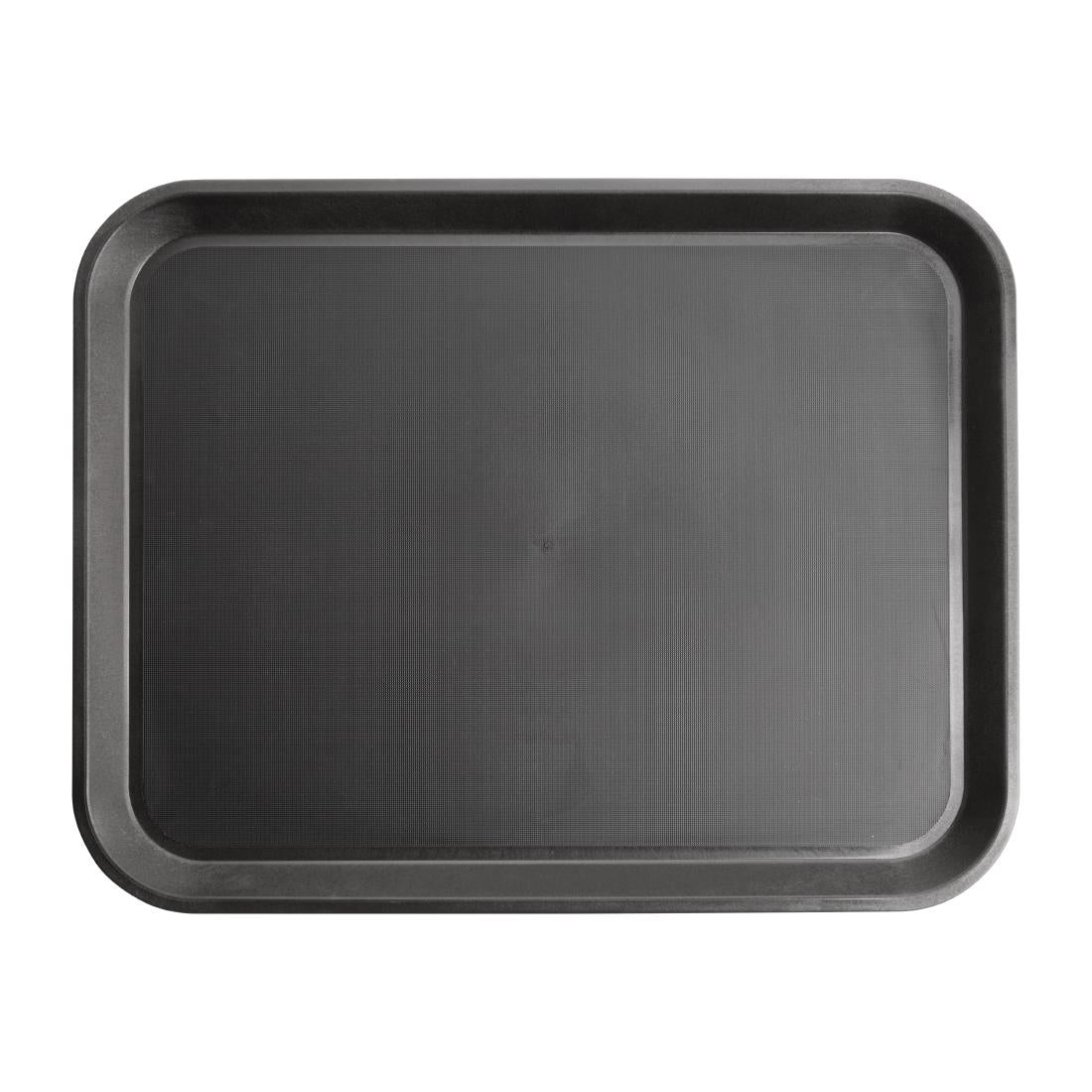 Olympia Kristallon Polypropylene Rectangular Non-Slip Tray Black 405mm - GM238