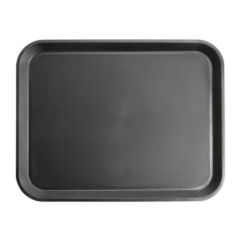 Olympia Kristallon Polypropylene Rectangular Non-Slip Tray Black 405mm - GM238
