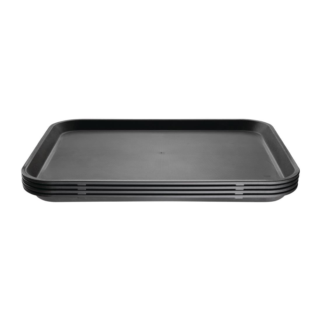 Olympia Kristallon Polypropylene Rectangular Non-Slip Tray Black 405mm - GM238