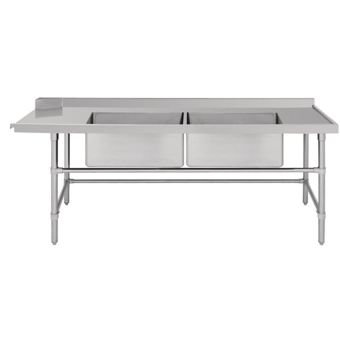 Vogue Dishwasher Inlet Table with Double Bowl Sink