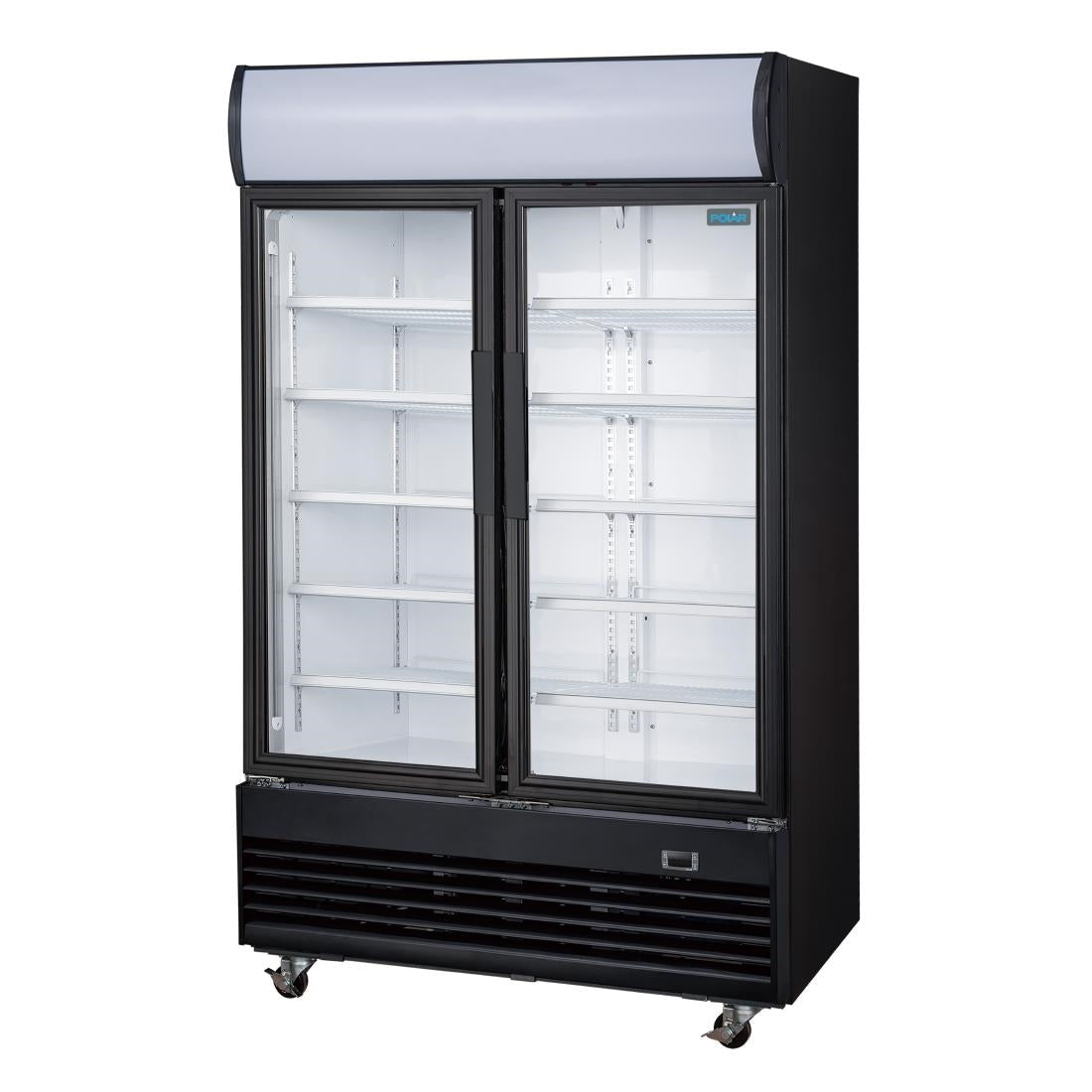 Polar G-Series Upright Hinged Door Display Cooler with Light Box 950Ltr Black