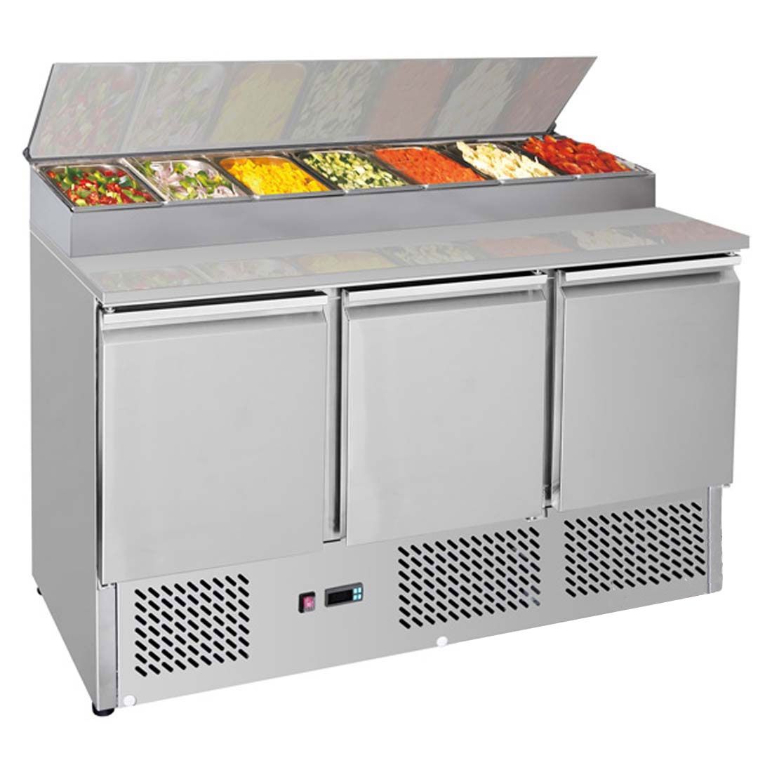 CLEARANCE - Thermaster Three Door Compact Salad Prep Top - GNS1300D-VIC873