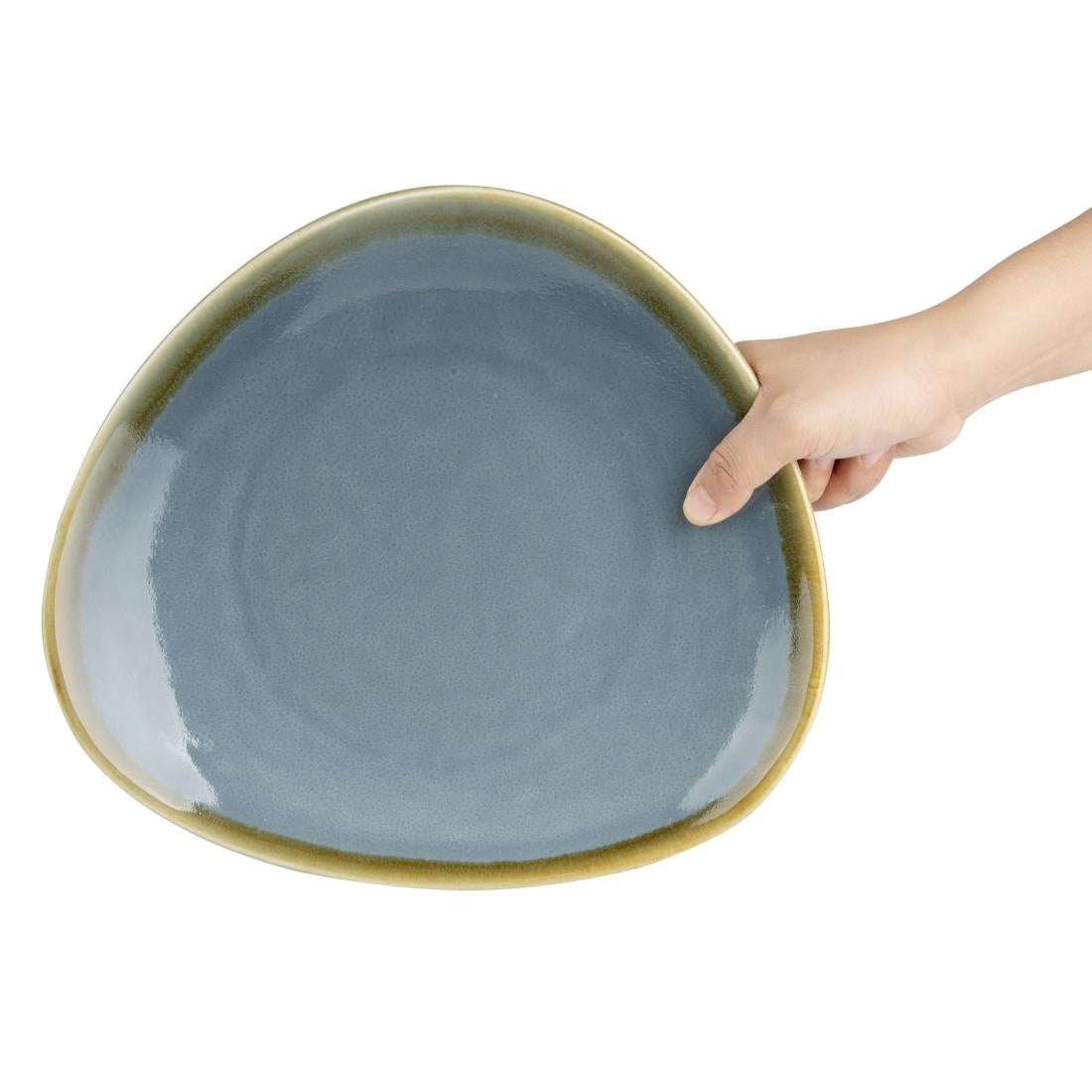 Olympia Kiln Triangular Plate Ocean 280mm - GP343
