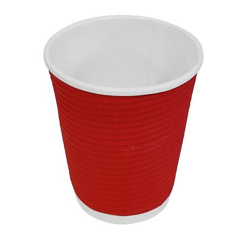 Fiesta Recyclable Takeaway Coffee Cups Ripple Wall Red 225ml (Pack of 25) - GP424
