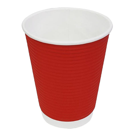 Fiesta Recyclable Takeaway Coffee Cups Ripple Wall Red 340ml (Pack of 25) - GP425