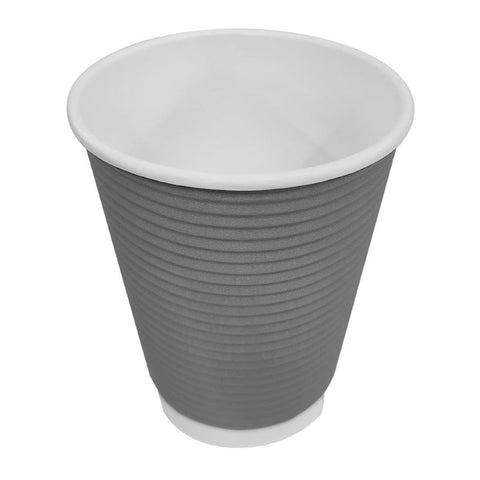 Fiesta Recyclable Takeaway Coffee Cups Ripple Wall Charcoal 340ml (Pack of 500) - GP434