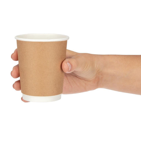 Fiesta Recyclable Takeaway Coffee Cups Double Wall Kraft 225ml (Pack of 500) - GP439