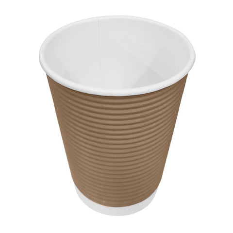 Fiesta Recyclable Takeaway Coffee Cups Ripple Wall Kraft 225ml (Pack of 25) - GP443