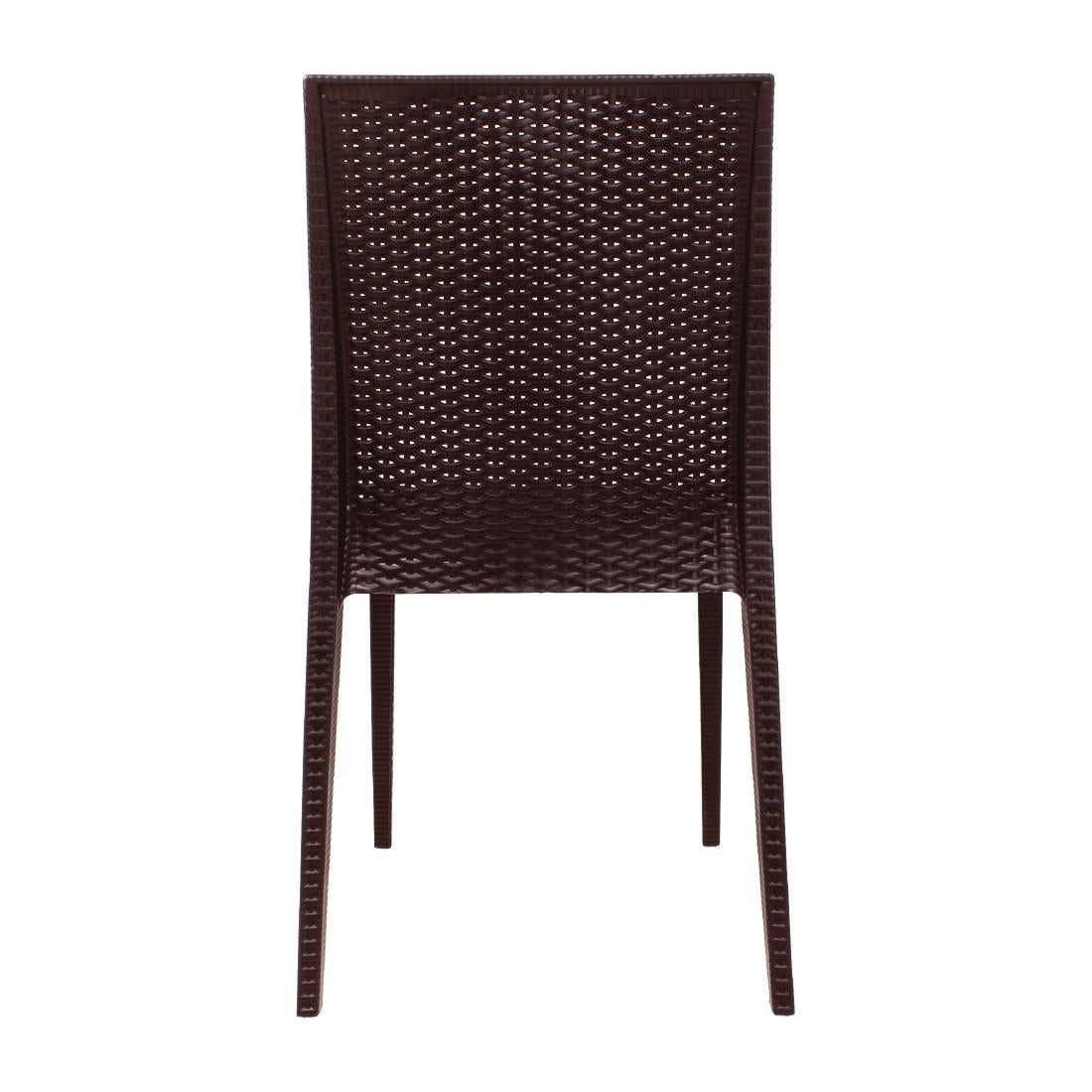 Bolero PP Rattan Bistro Side Chairs Brown (4 Pack) - GR361