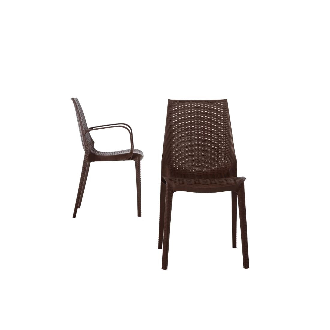 Bolero PP Rattan Bistro Side Chairs Brown (4 Pack) - GR361