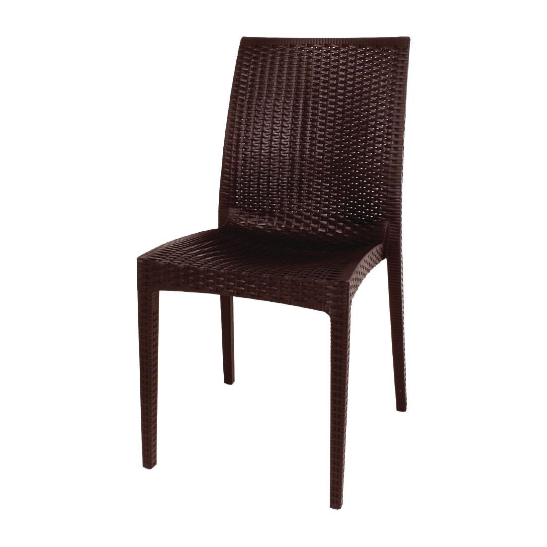 Bolero PP Rattan Bistro Side Chairs Brown (4 Pack) - GR361