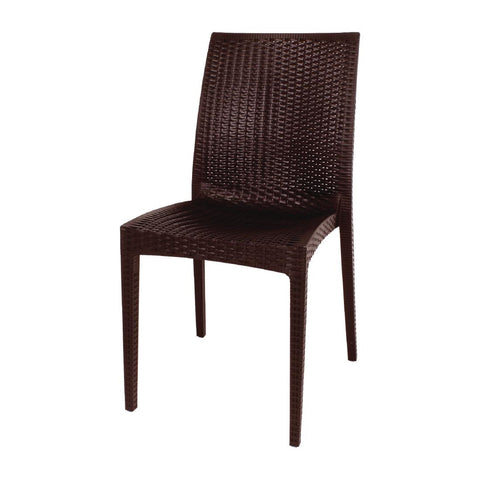 Bolero PP Rattan Bistro Side Chairs Brown (4 Pack) - GR361