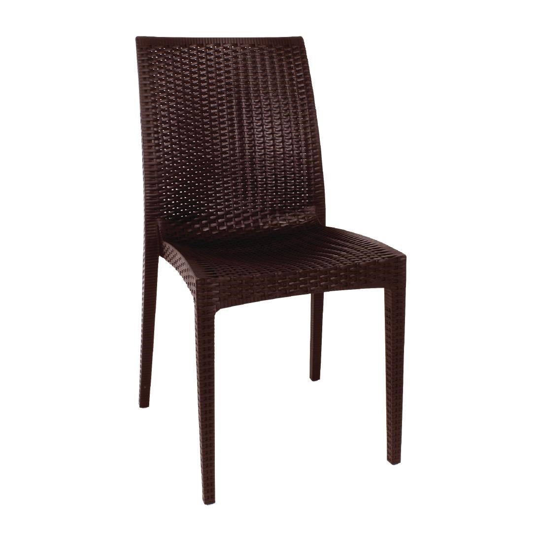 Bolero PP Rattan Bistro Side Chairs Brown (4 Pack) - GR361
