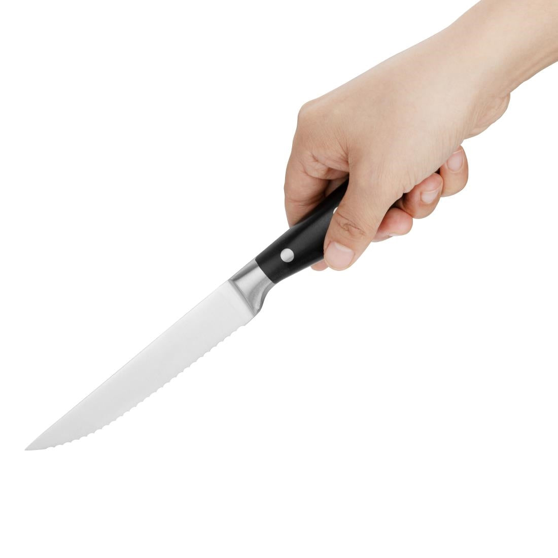 Olympia Premium Riveted Steak Knives with Black ABS Handles (6 pack) - GR919