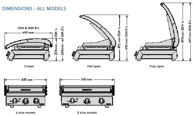 Roband Grill Station 8 slice, ribbed top plate