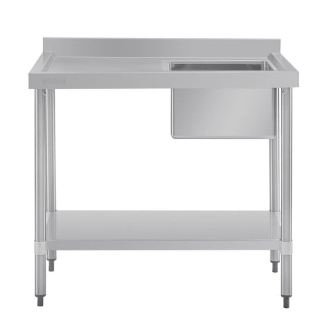 Vogue Single Bowl Sink L/H Drainer - 1000mm 90mm Drain - HC901