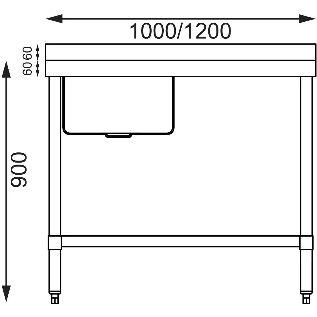 Vogue Single Bowl Sink L/H Drainer