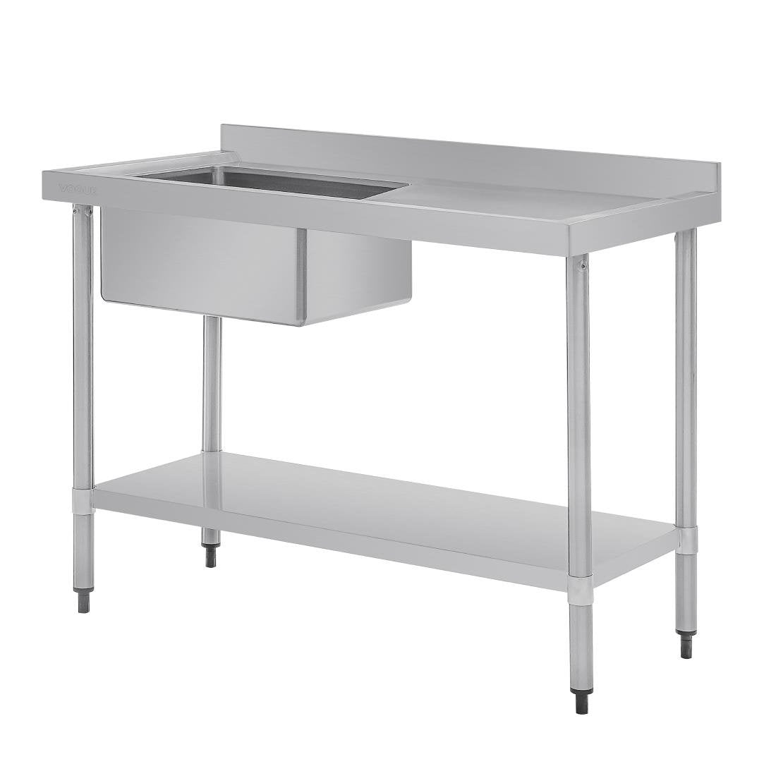 Vogue Single Bowl Sink R/H Drainer - 1200mm 90mm Drain - HC903