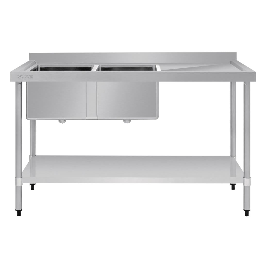 Vogue Double Bowl Sink R/H Drainer - 1500mm 90mm Drain - HC904