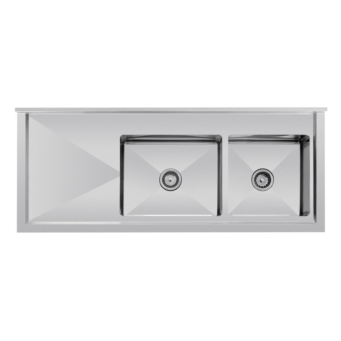 Vogue Double Bowl Sink L/H Drainer - 1500mm 90mm Drain - HC905