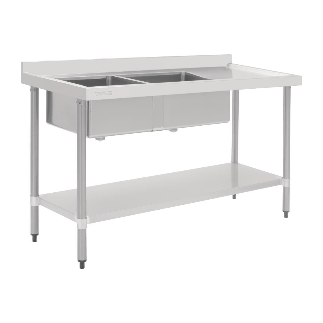 Vogue Double Bowl Sink R/H Drainer - 1800mm 90mm Drain - HC907