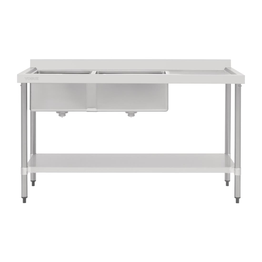 Vogue Double Bowl Sink R/H Drainer - 1800mm 90mm Drain - HC907