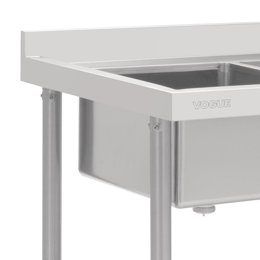 Vogue Double Bowl Sink R/H Drainer - 1800mm 90mm Drain - HC907