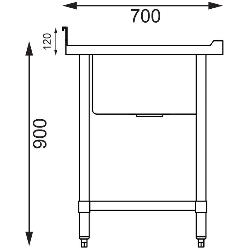 Vogue Single Bowl Sink R/H Drainer