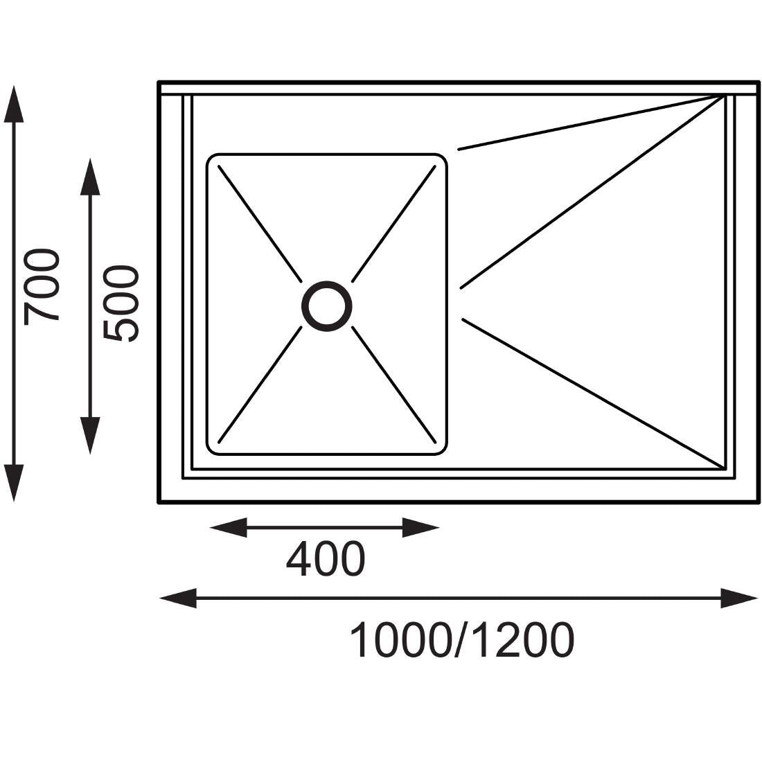 Vogue Single Bowl Sink R/H Drainer - 1000mm x700mm 90mm Drain - HC912