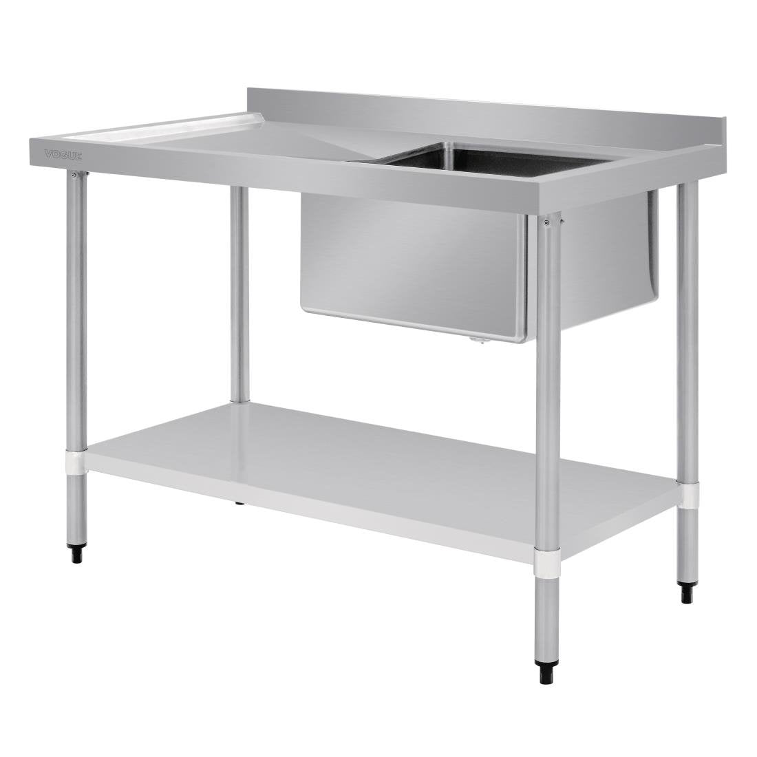 Vogue Single Bowl Sink L/H Drainer - 1200mm x700mm 90mm Drain - HC914