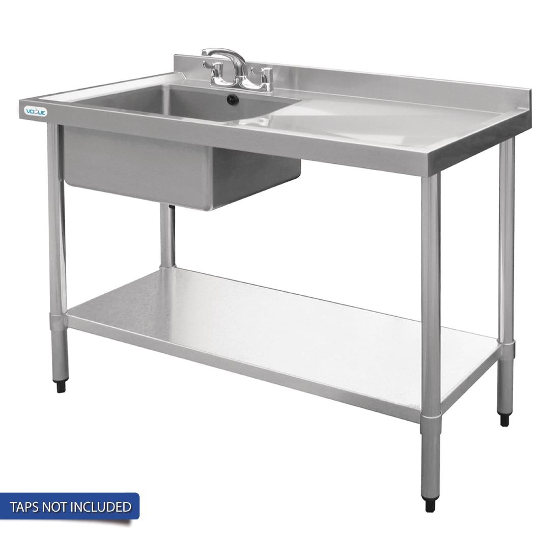 Vogue Single Bowl Sink R/H Drainer - 1200mm x 700mm 90mm Drain - HC915