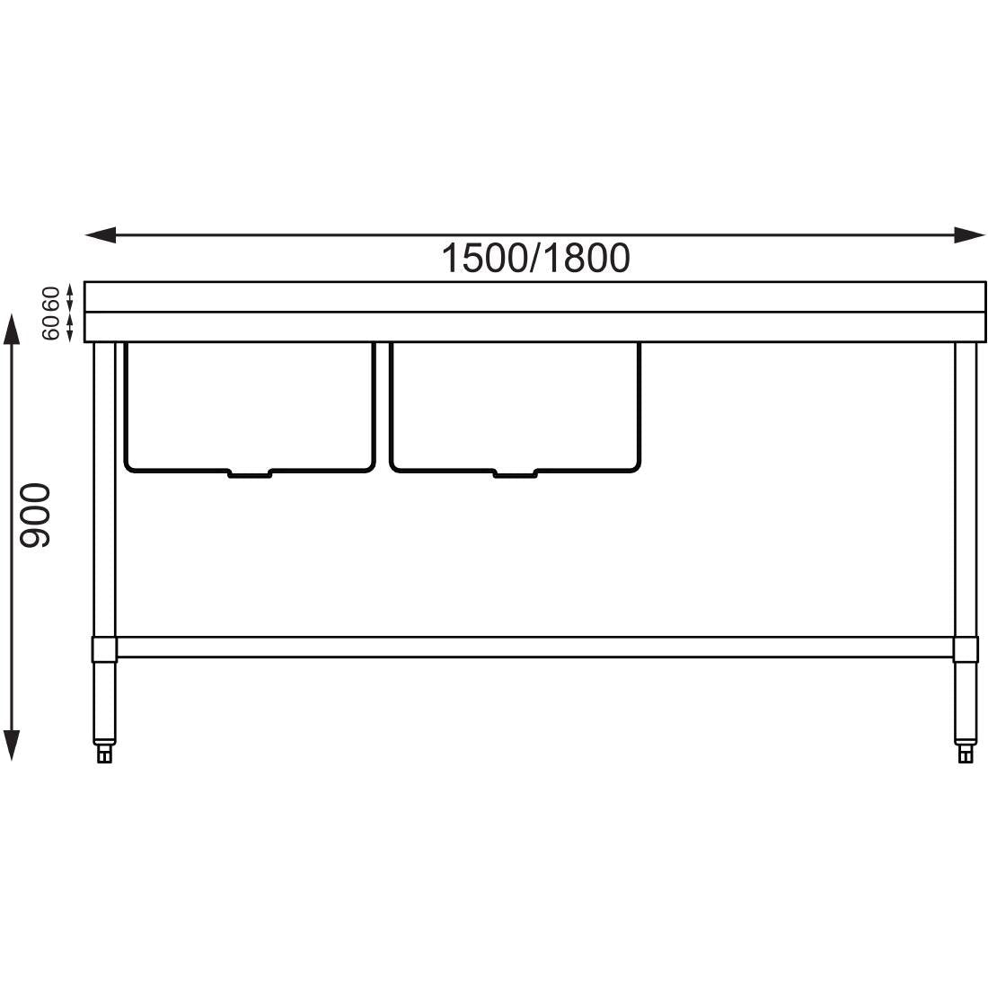 Vogue Double Bowl Sink R/H Drainer