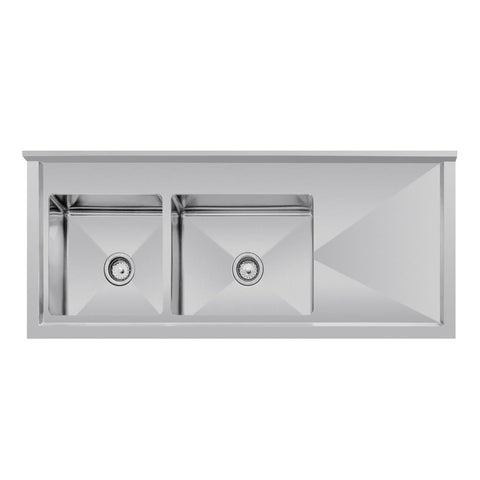 Vogue Double Bowl Sink R/H Drainer - 1500mm x 700mm 90mm Drain - HC916