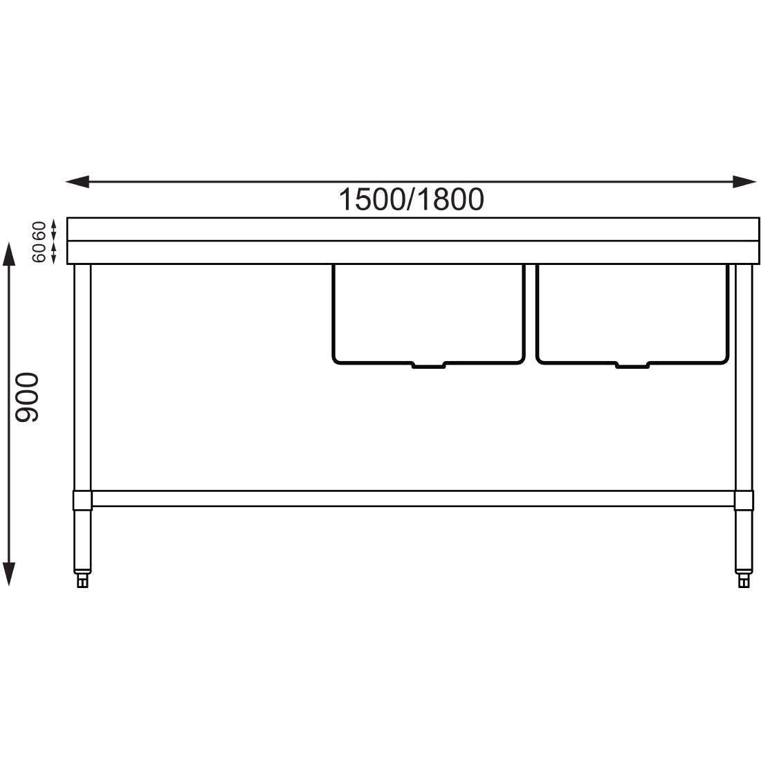 Vogue Double Bowl Sink L/H Drainer