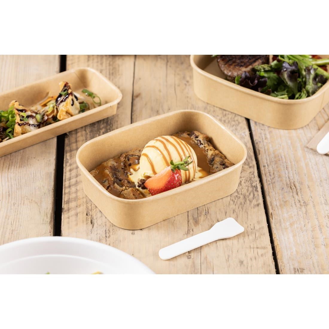 Fiesta Compostable Paper Ice Cream Spoons 95mm (100 Pack) - HT487