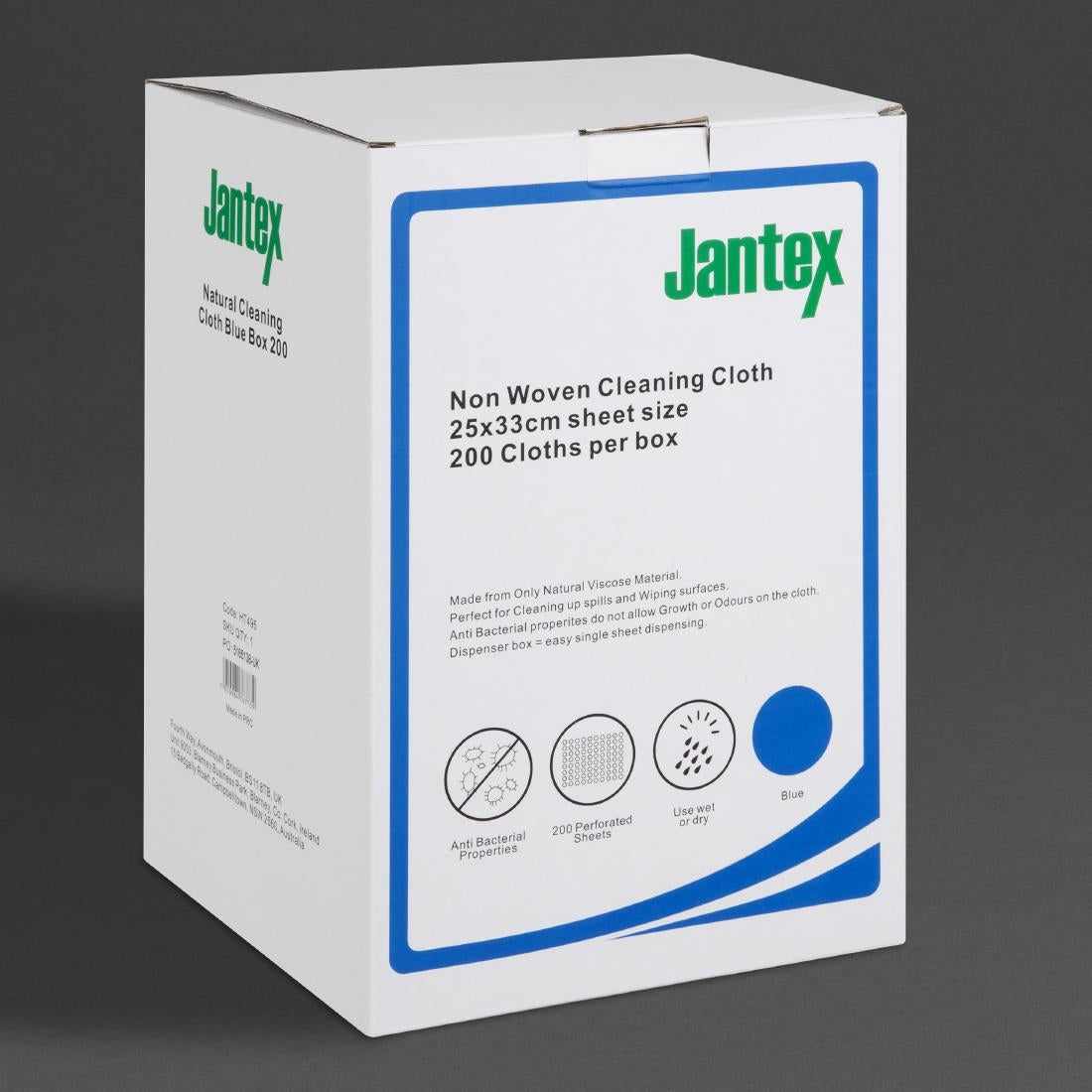 Jantex Green Compostable Cleaning Cloth Blue (Pack of 200) - HT495