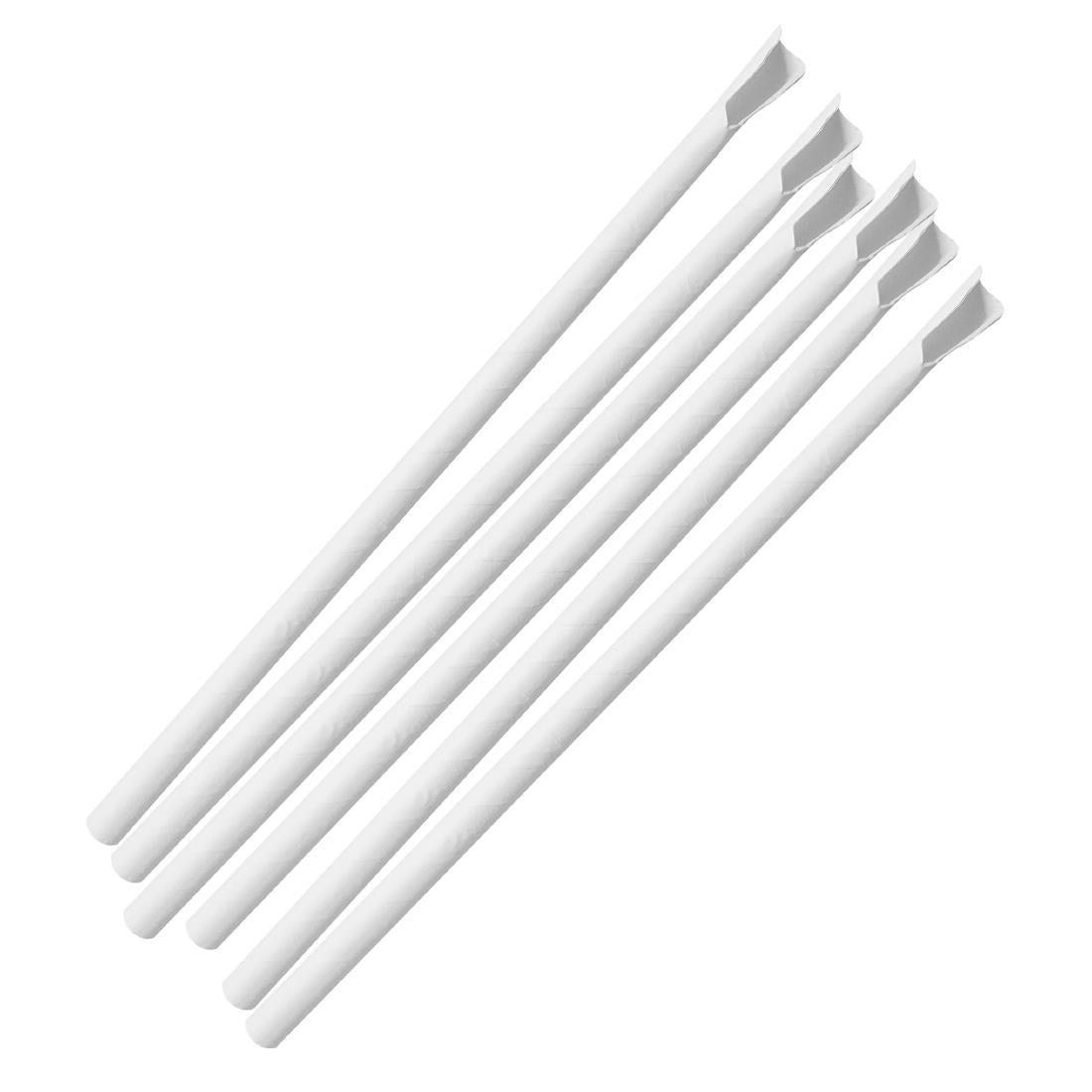 Fiesta Compostable Paper Spoon Straw White 210x8mm (250 Pack) - HU367