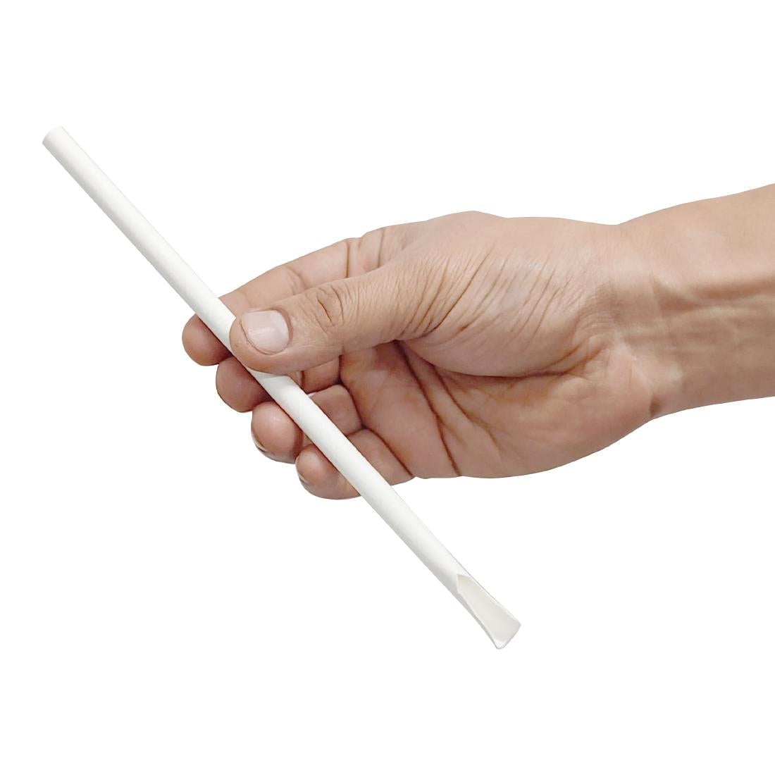 Fiesta Compostable Paper Spoon Straw White 210x8mm (250 Pack) - HU367
