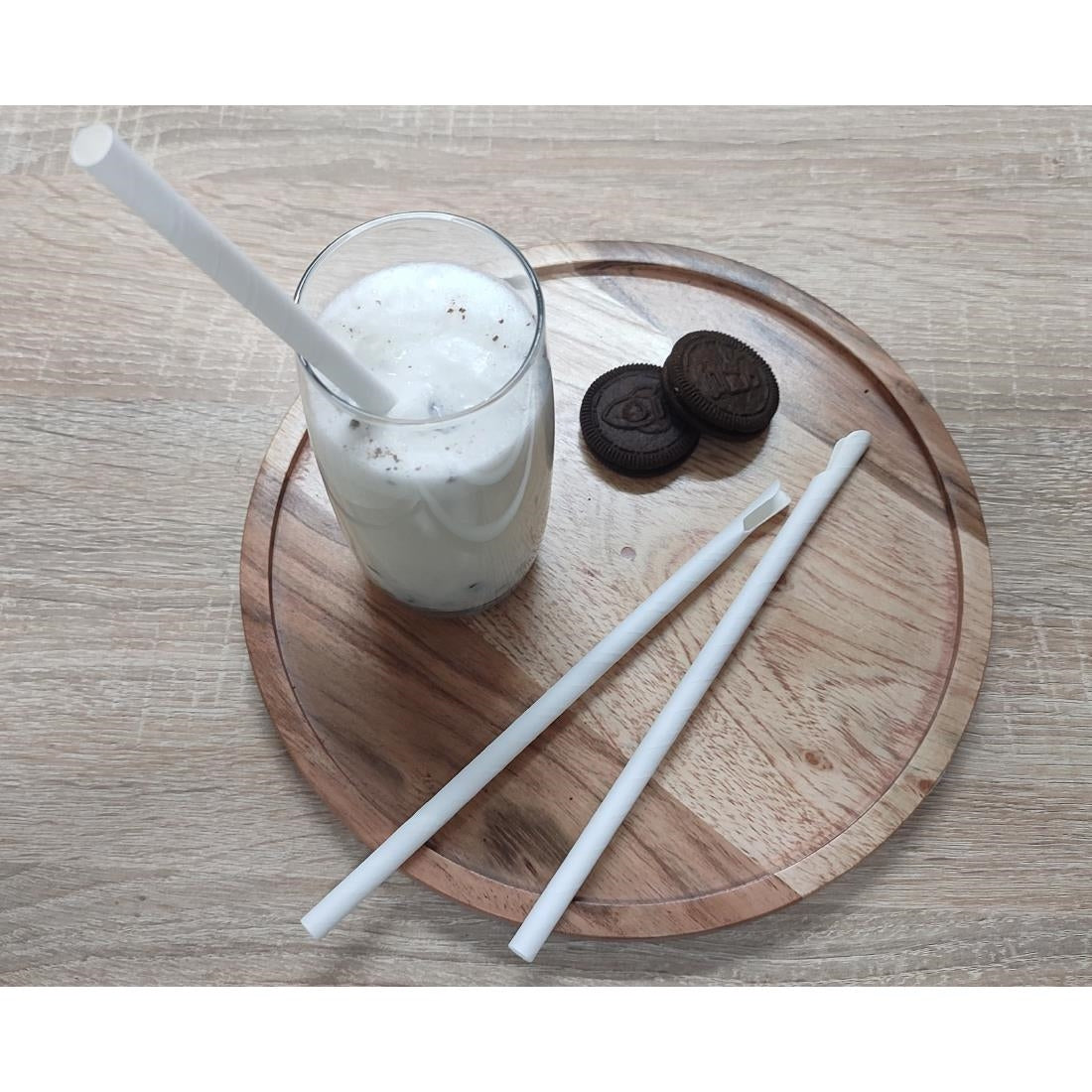 Fiesta Compostable Paper Spoon Straw White 210x8mm (250 Pack) - HU367