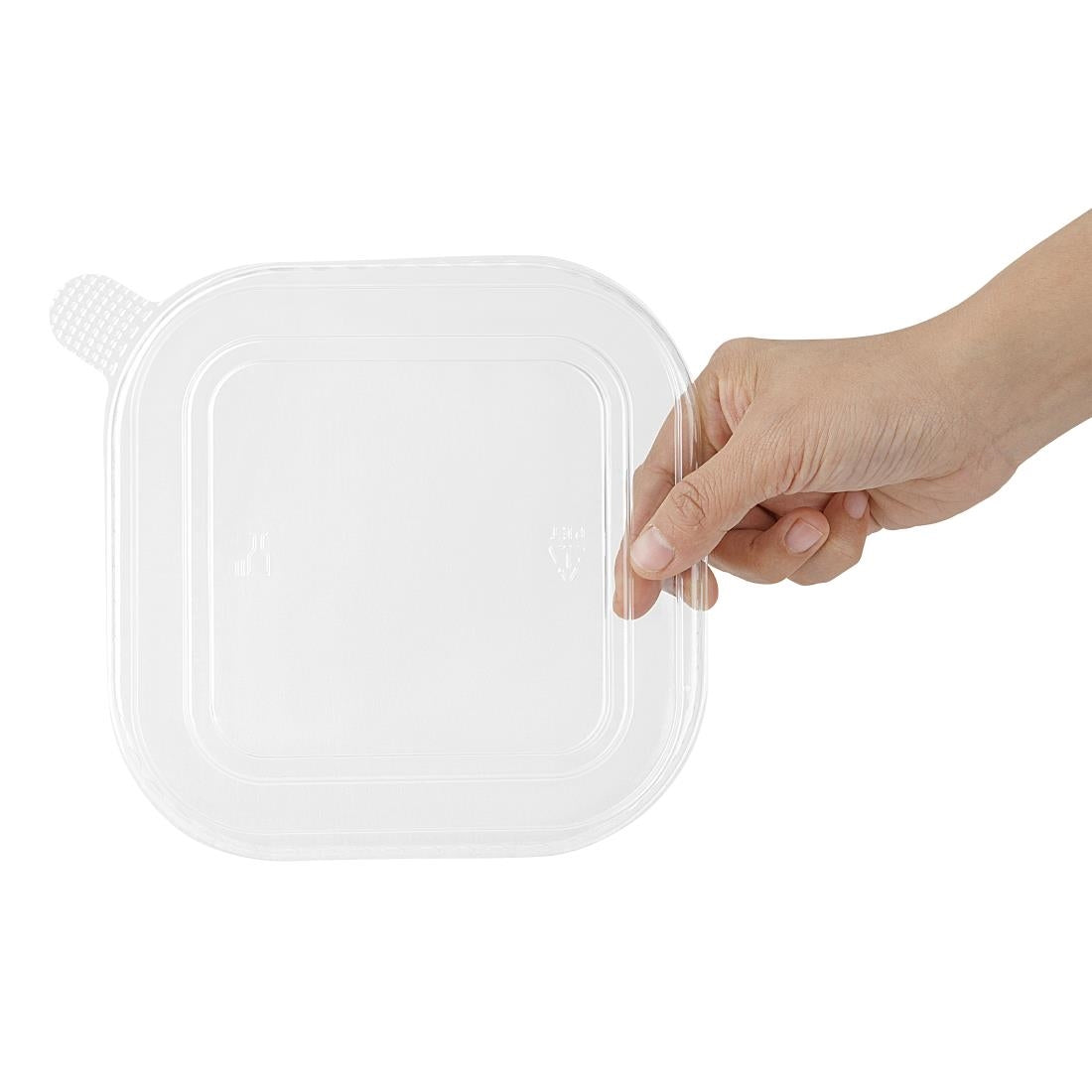 Fiesta Recyclable PET lid for Square Container Bases (300 Pack) - HW019