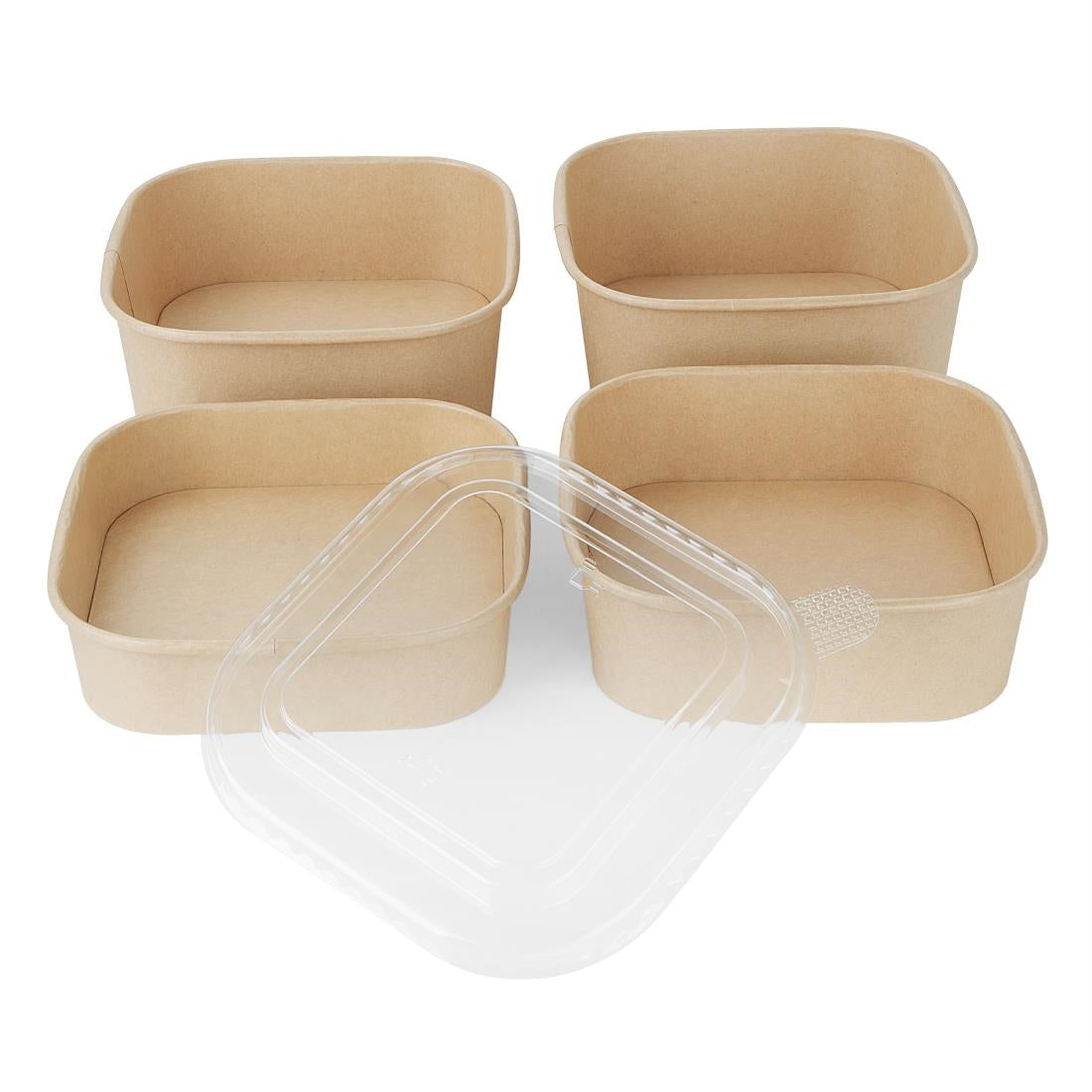 Fiesta Recyclable PET lid for Square Container Bases (300 Pack) - HW019