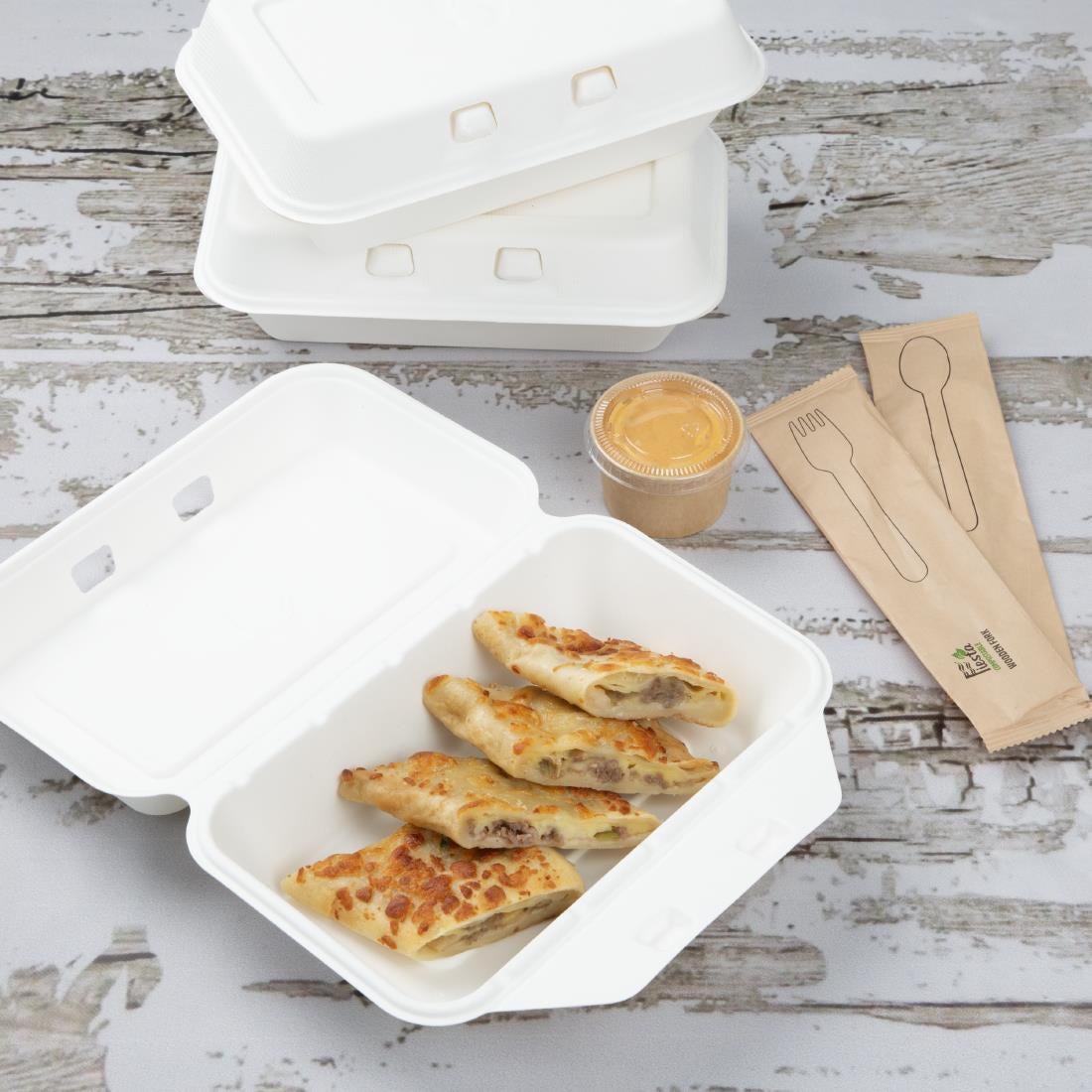 Fiesta Compostable Bagasse Food Containers 245x150mm (200 Pack) - HW020