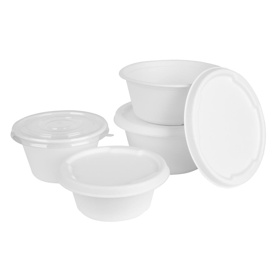 Fiesta Compostable Bagasse Lids for 400/500ml Bowl Bases (50 Pack) - HW025
