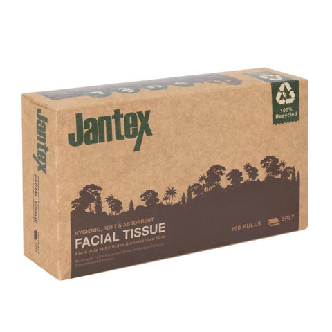 Jantex Green 100% Recycled Facial Tissues 100 Sheets (36 Pack) - HW715