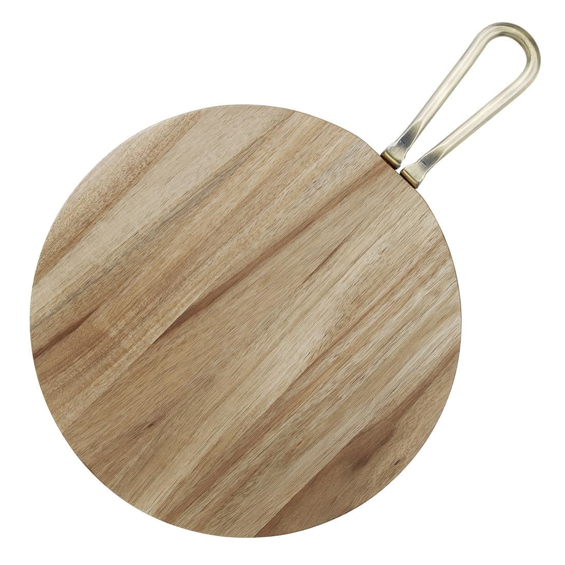 Olympia Round Paddle Board Acacia Wood With Metal Handle 505x356mm - HX390