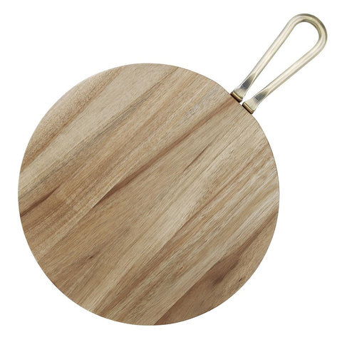 Olympia Round Paddle Board Acacia Wood With Metal Handle 505x356mm - HX390