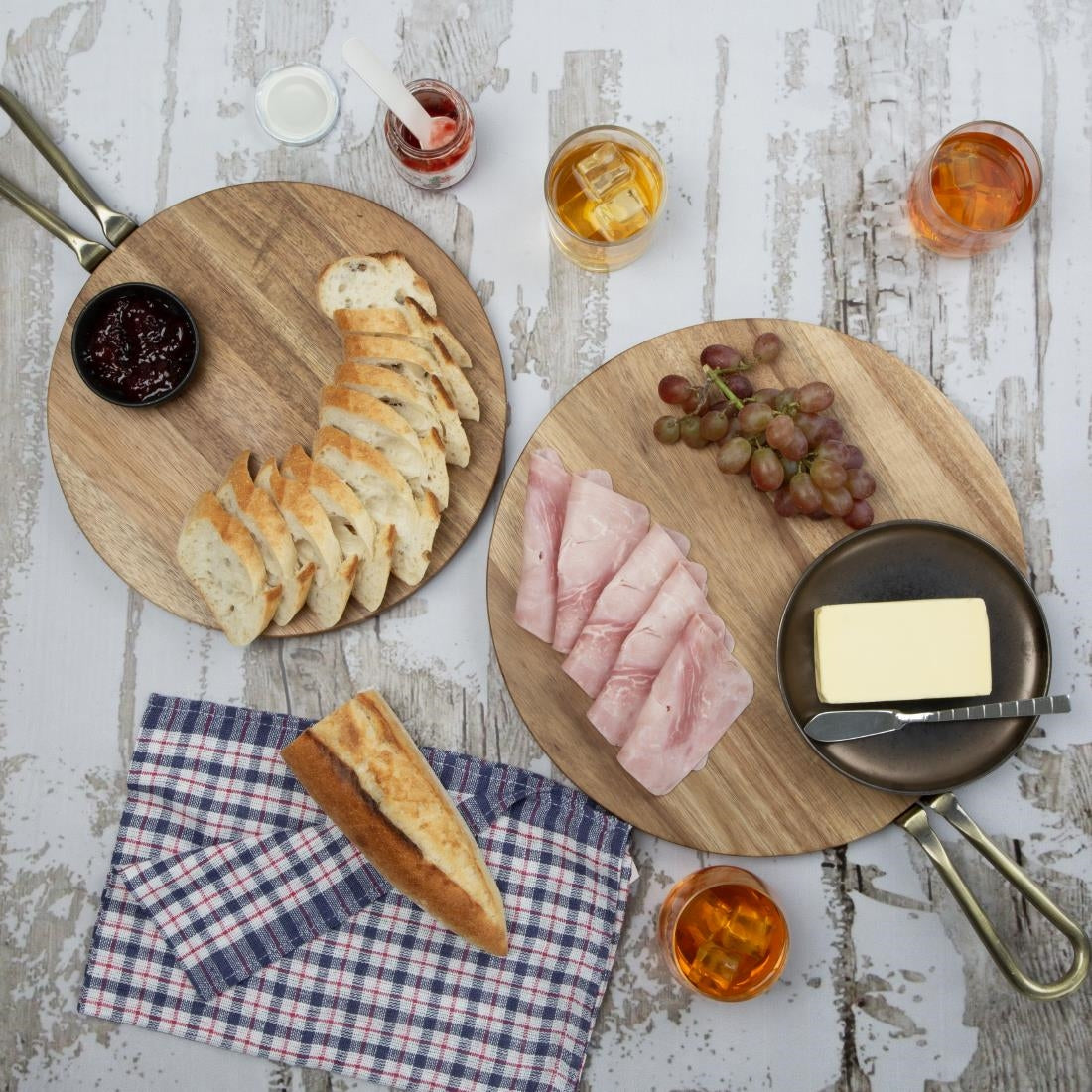 Olympia Round Paddle Board Acacia Wood With Metal Handle 505x356mm - HX390