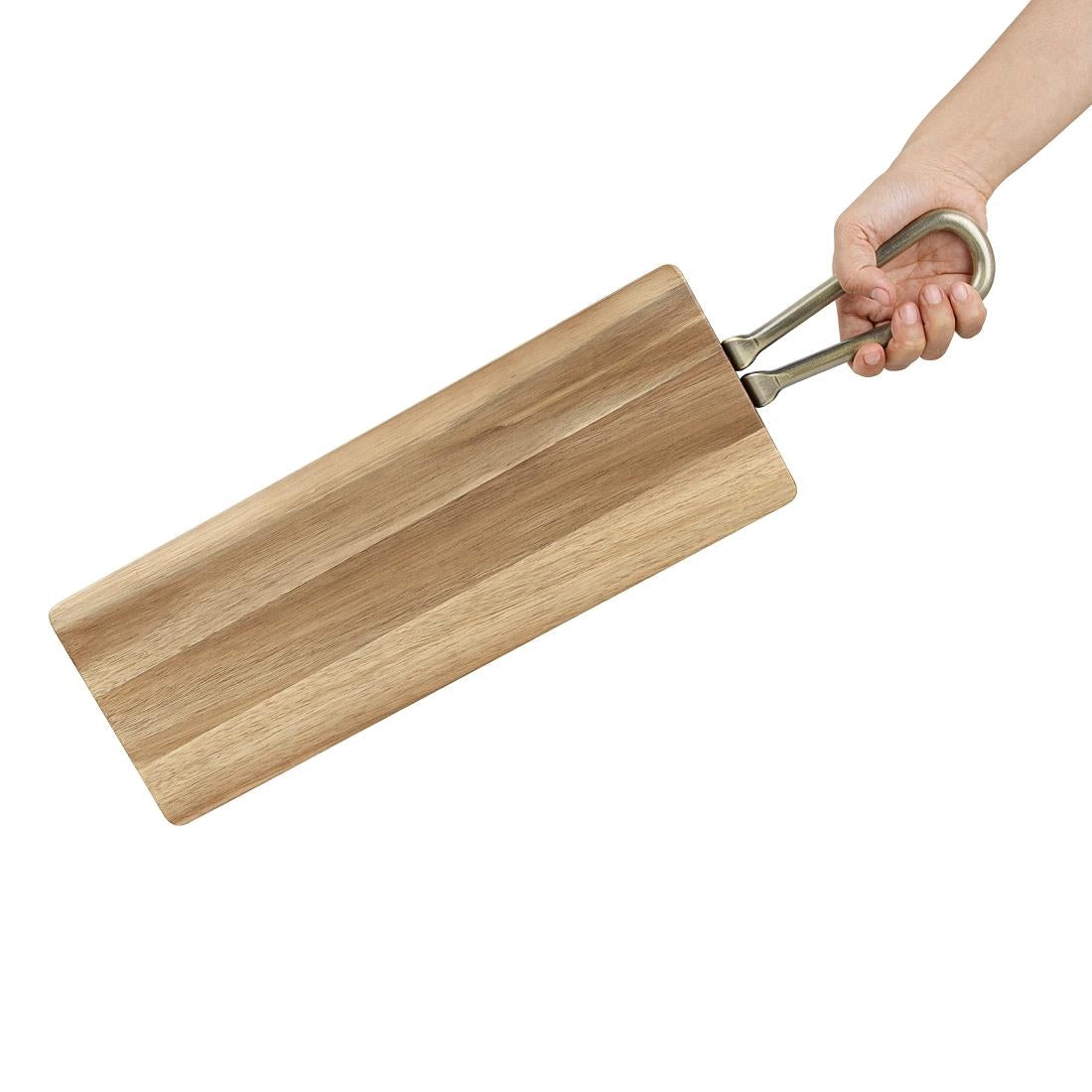 Olympia Rectangular Paddle Board Acacia Wood With Metal Handle 575x152mm - HX391